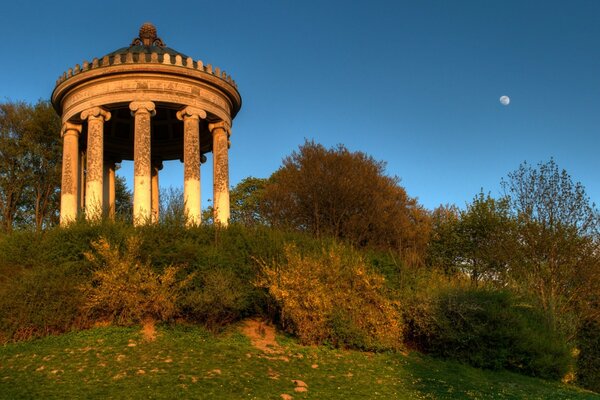 The old rotunda is surrounded by greenery