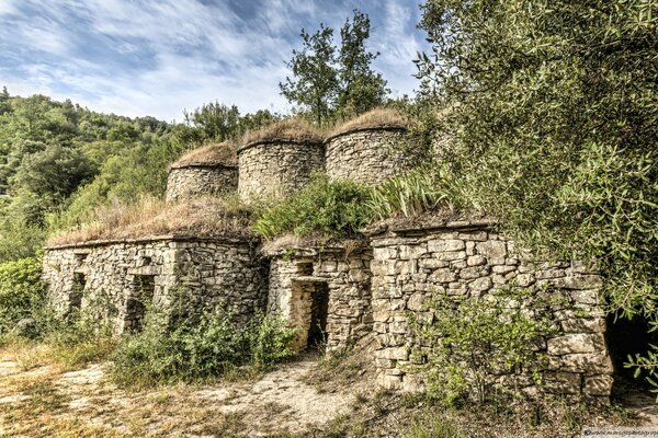 Ancient stone walls in the mountains