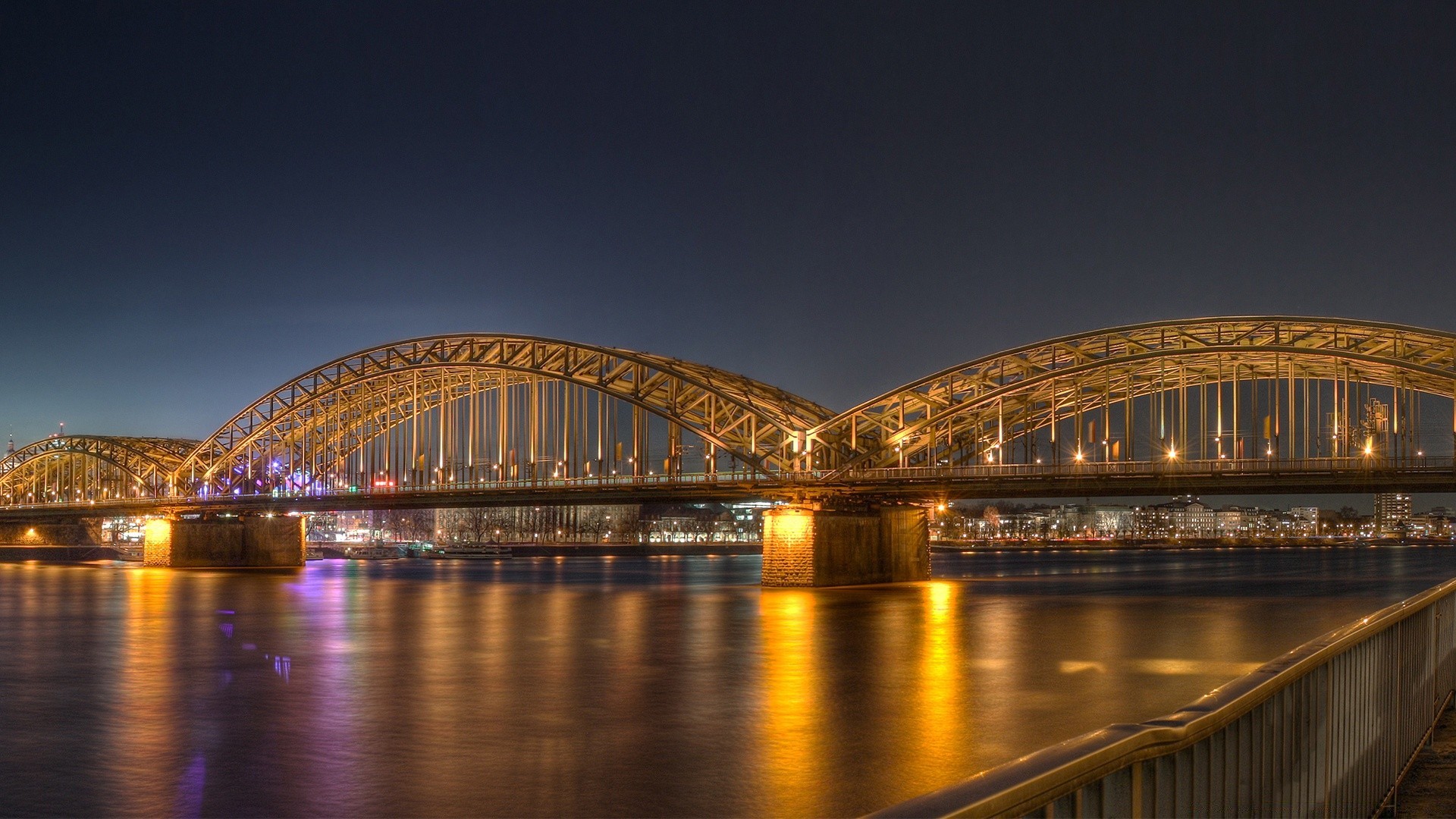 europe bridge architecture travel city water river reflection dusk sky sunset urban evening opera building cityscape illuminated light landmark modern