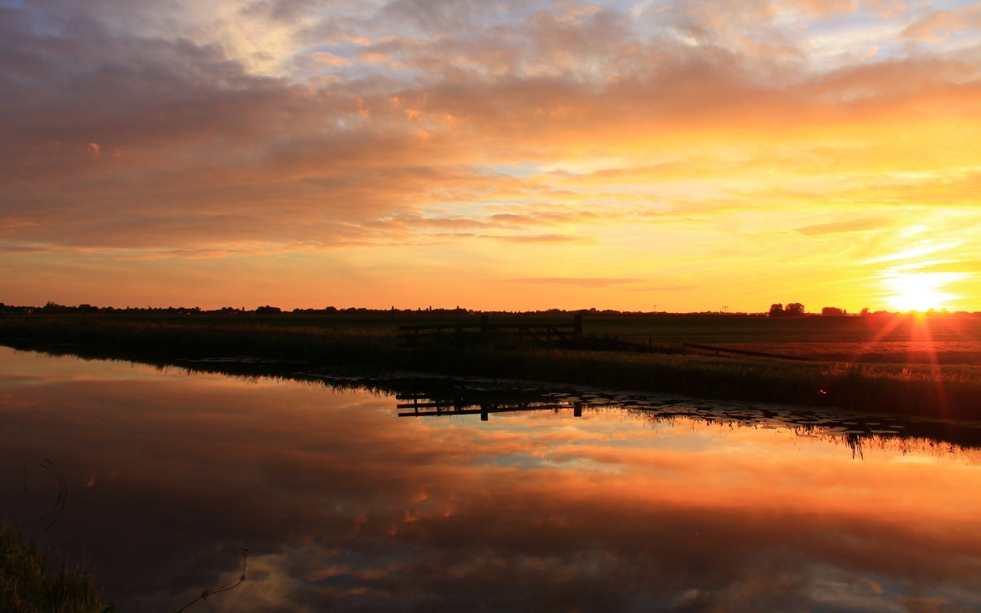 europe sunset dawn water reflection sun evening dusk lake landscape nature sky