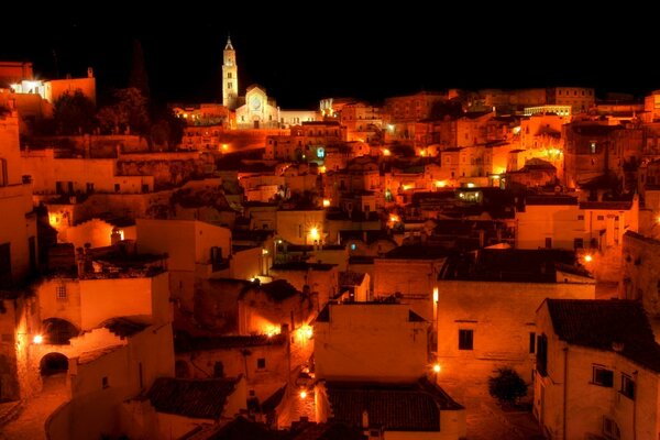 A European city in the illumination of night lights