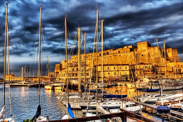 Harbour view in bad weather