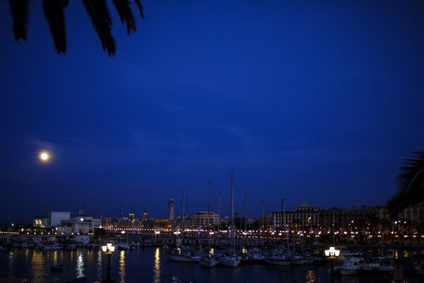 Evening city on the background of sunset