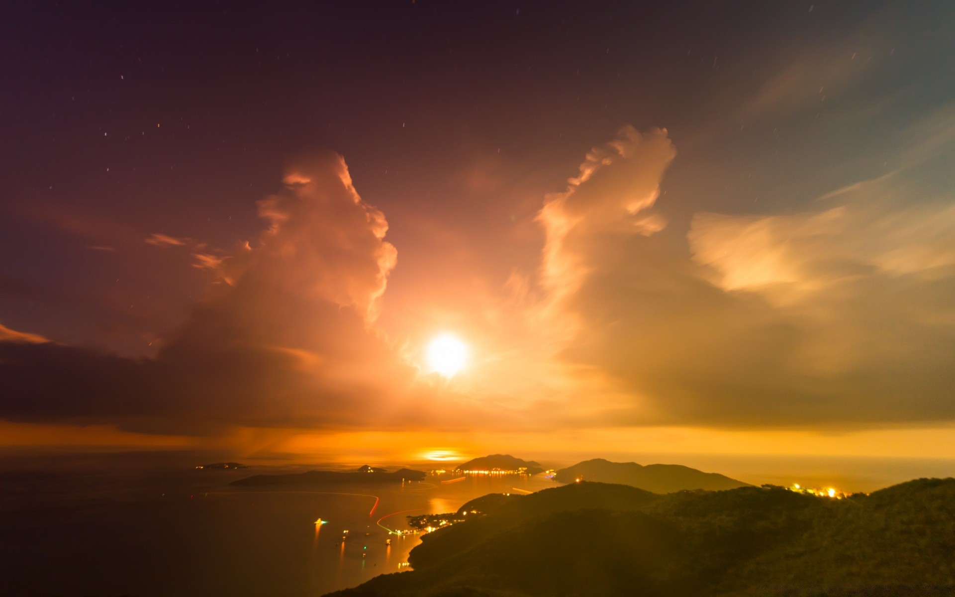 îles coucher de soleil soleil aube soir crépuscule ciel paysage eau beau temps