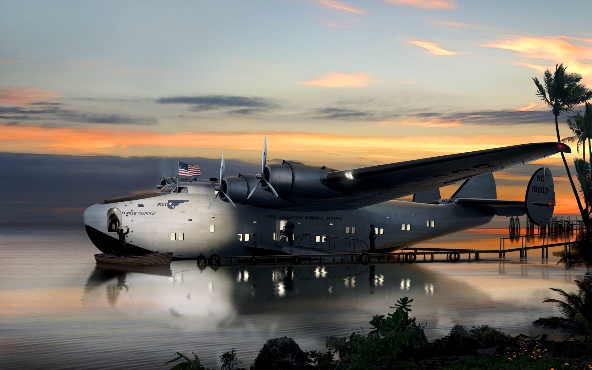 îles avion voiture avion système de transport voyage eau coucher de soleil aéroport ciel aube réflexion soir