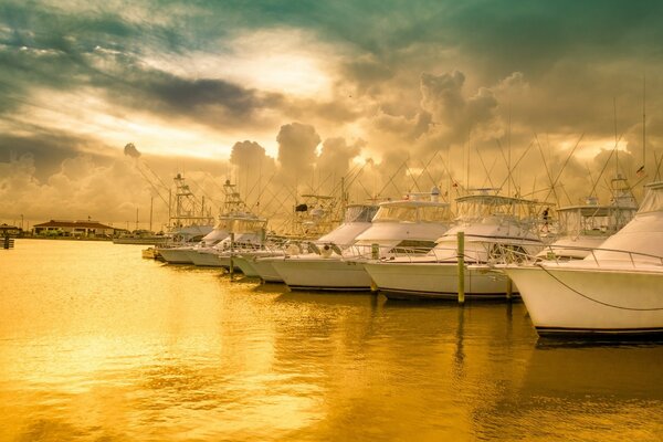 Yacht parking at the seaport