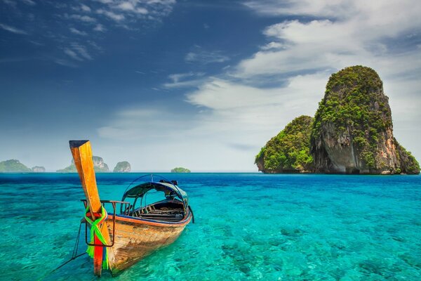 A boat sailing to the lonely islands