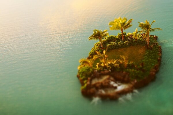 A small secluded island in the middle of a huge ocean