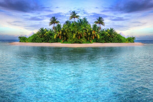 Tropical island and crystal clear water