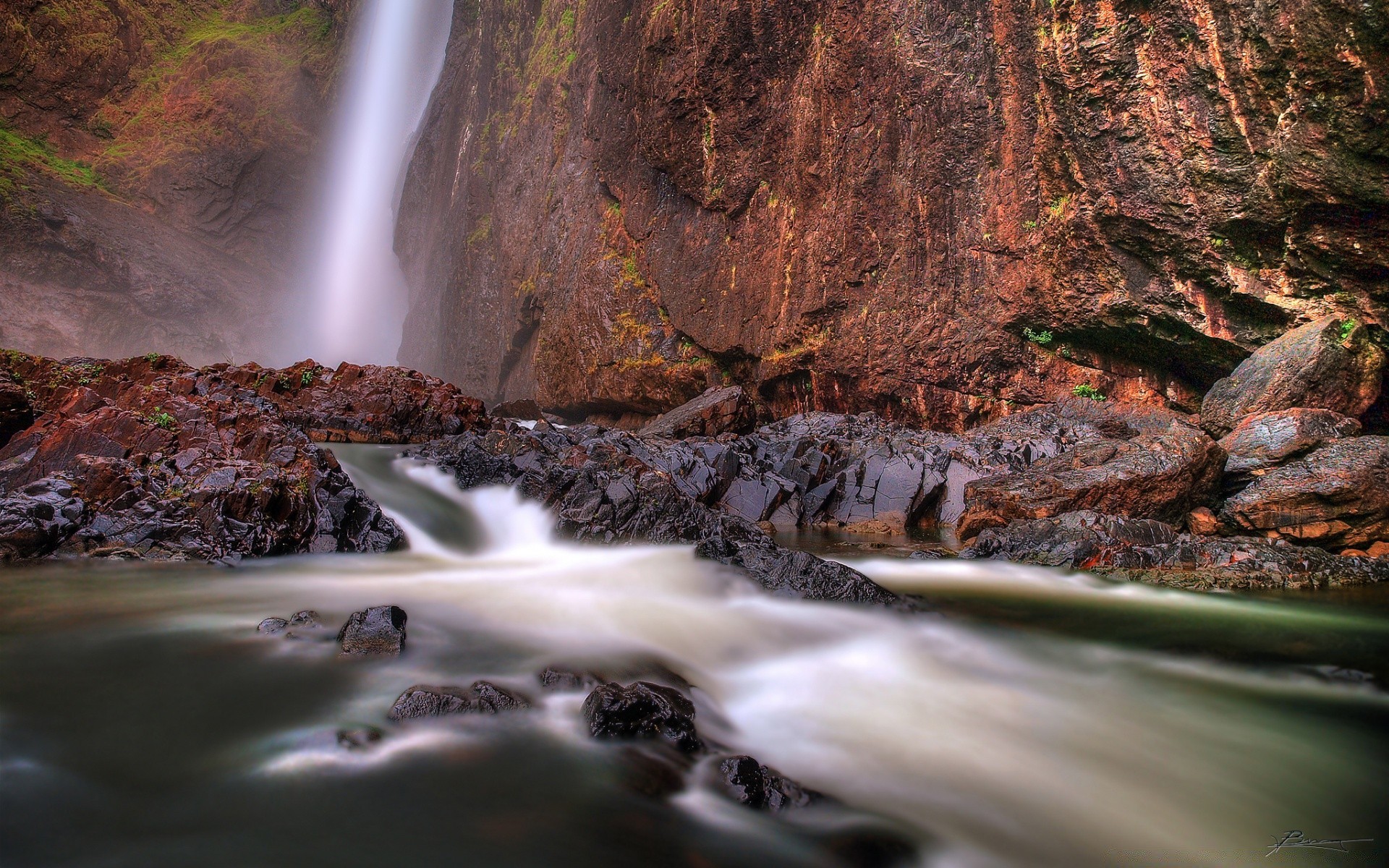 australia and oceania waterfall water fall river stream creek wood motion cascade outdoors landscape nature travel leaf flow rapids rock photograph tree