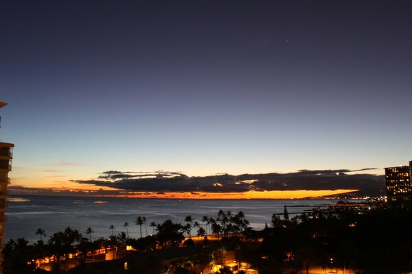 Beautiful night landscape on the sea