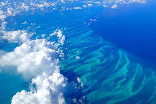 White clouds in a blue sky