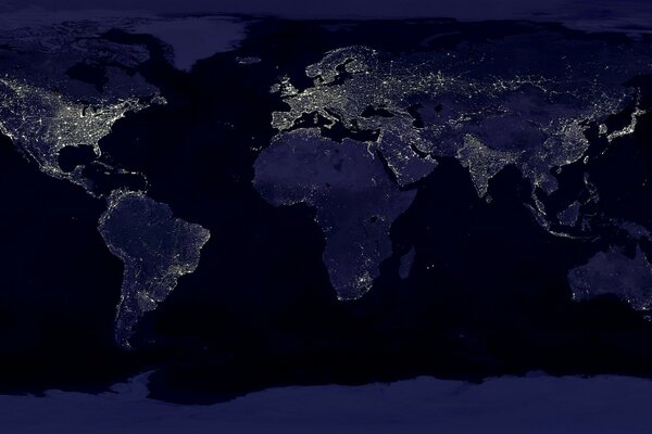 Mapa de la vida nocturna del planeta tierra instantánea