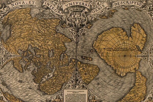 Mapa geográfico antiguo con inscripciones