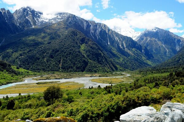 Mountain river on a clear day