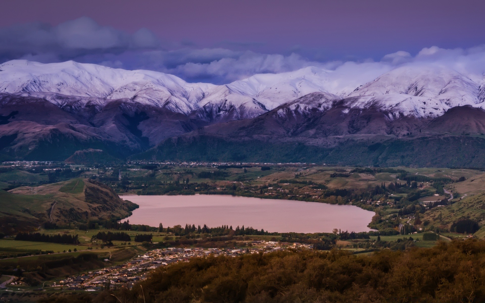 australia and oceania landscape water lake mountain travel river outdoors valley scenic sky snow sunset nature hill dawn