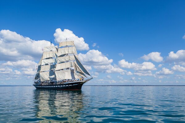 Solar sailboat in the open ocean